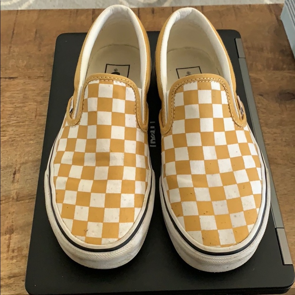 Vans yellow checkered shoes- women’s size 7